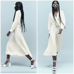 Zara pleated dress ,woven belt 2023 , designer